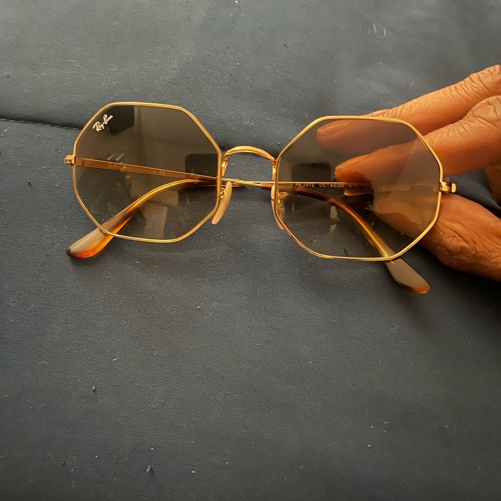 Ray Ban Rose Gold Octagon Shape Frame Sunglasses